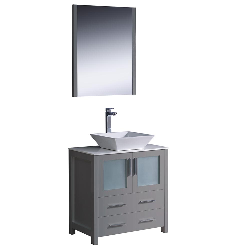 Fresca Torino 30" Gray Modern Bathroom Vanity w/ Vessel Sink Vanity Fresca
