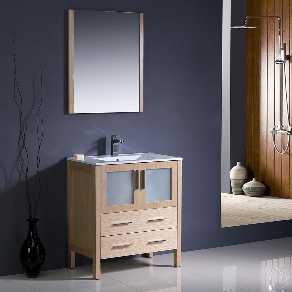 Fresca Torino 30" Light Oak Modern Bathroom Vanity w/ Integrated Sink Vanity Fresca