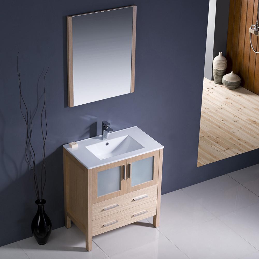 Fresca Torino 30" Light Oak Modern Bathroom Vanity w/ Integrated Sink Vanity Fresca