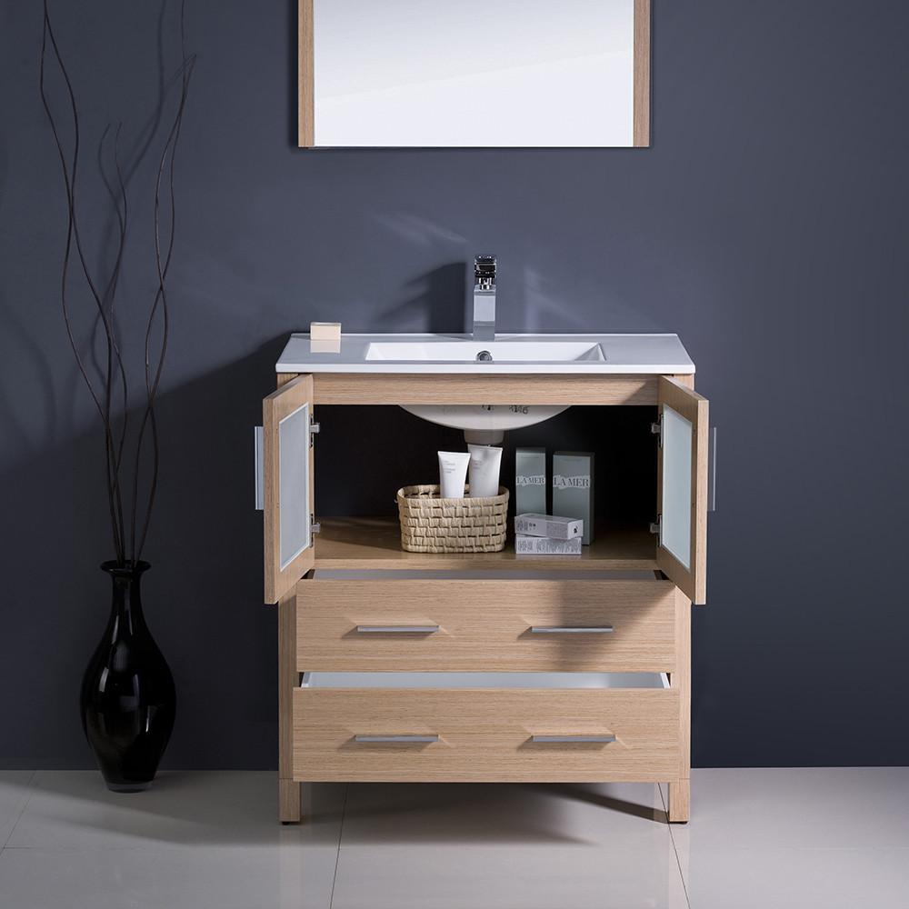 Fresca Torino 30" Light Oak Modern Bathroom Vanity w/ Integrated Sink Vanity Fresca
