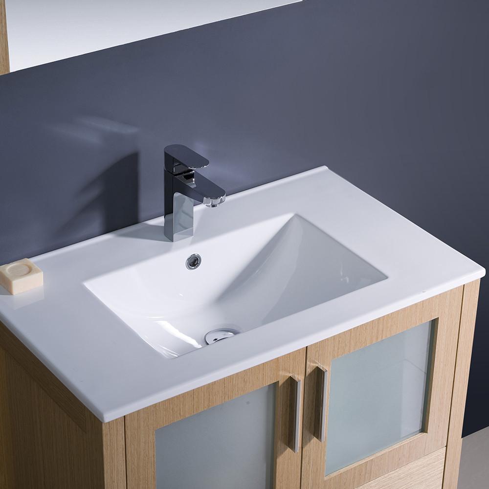 Fresca Torino 30" Light Oak Modern Bathroom Vanity w/ Integrated Sink Vanity Fresca