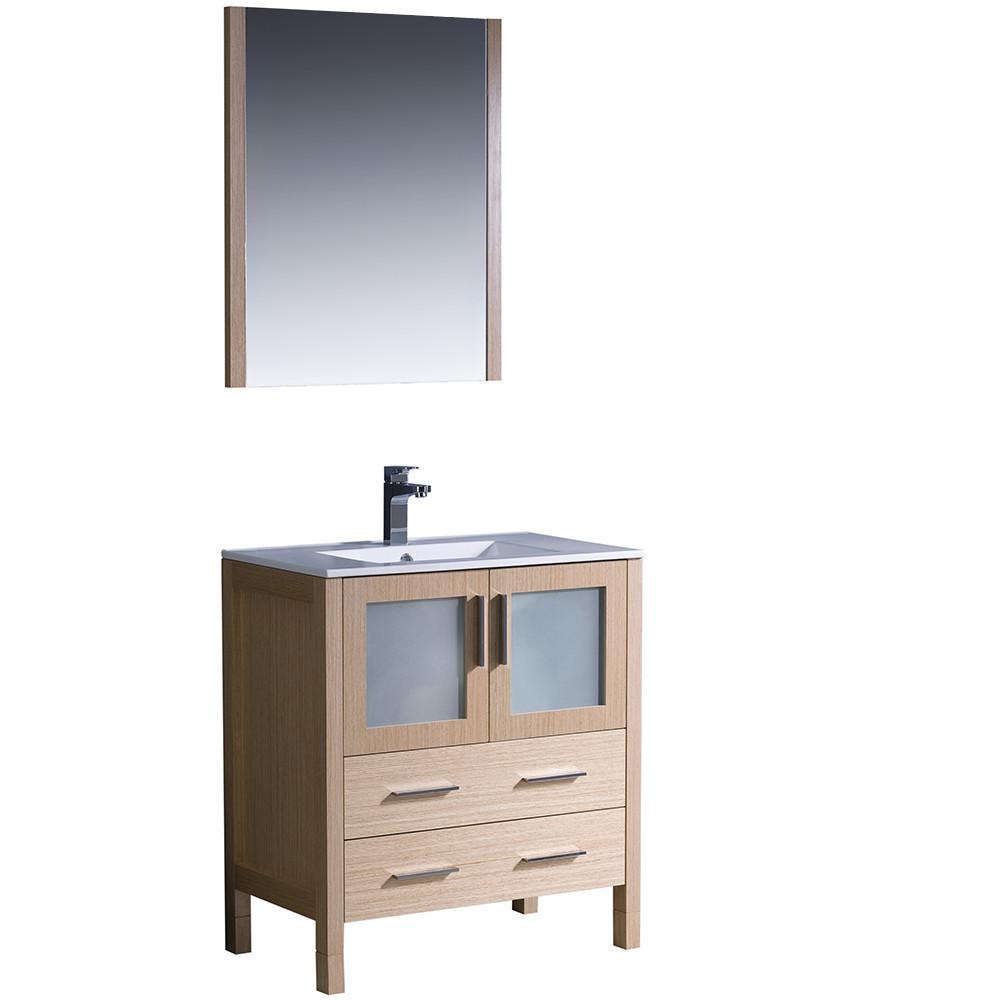 Fresca Torino 30" Light Oak Modern Bathroom Vanity w/ Integrated Sink Vanity Fresca