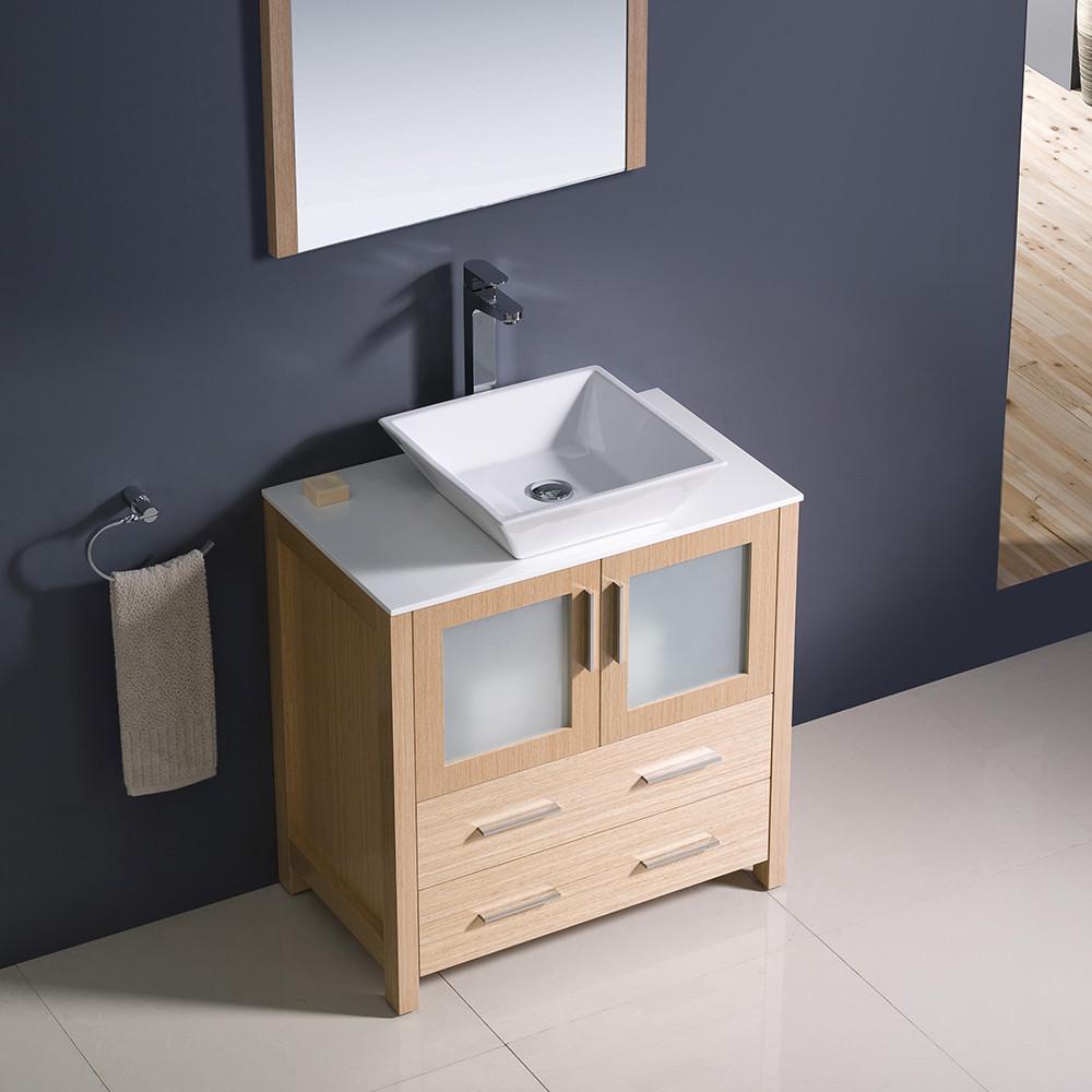Fresca Torino 30" Light Oak Modern Bathroom Vanity w/ Vessel Sink Vanity Fresca