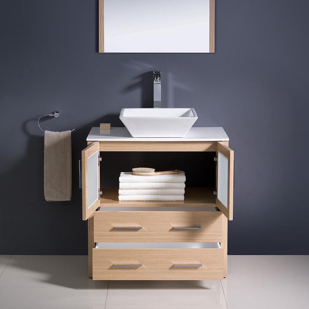 Fresca Torino 30" Light Oak Modern Bathroom Vanity w/ Vessel Sink Vanity Fresca