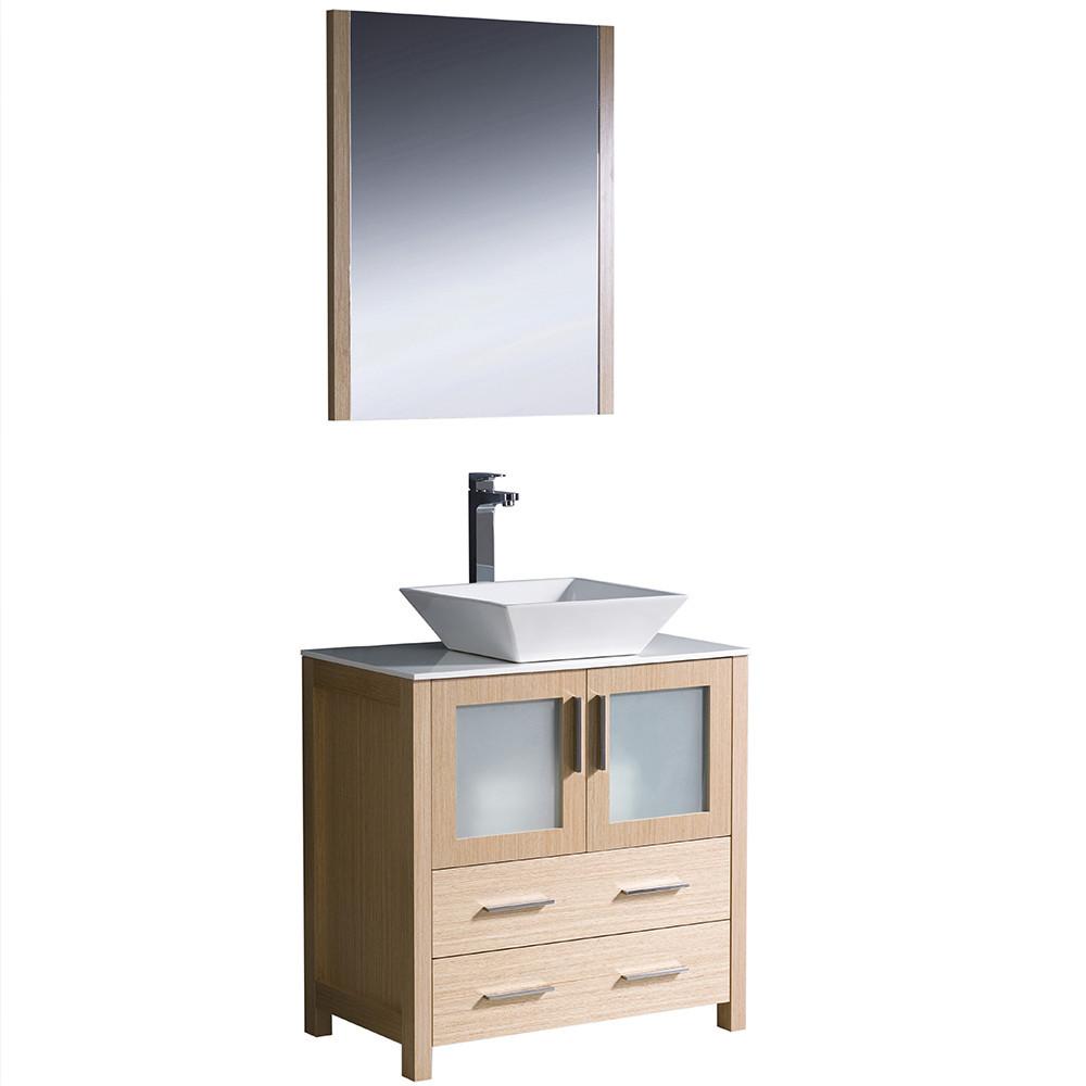 Fresca Torino 30" Light Oak Modern Bathroom Vanity w/ Vessel Sink Vanity Fresca