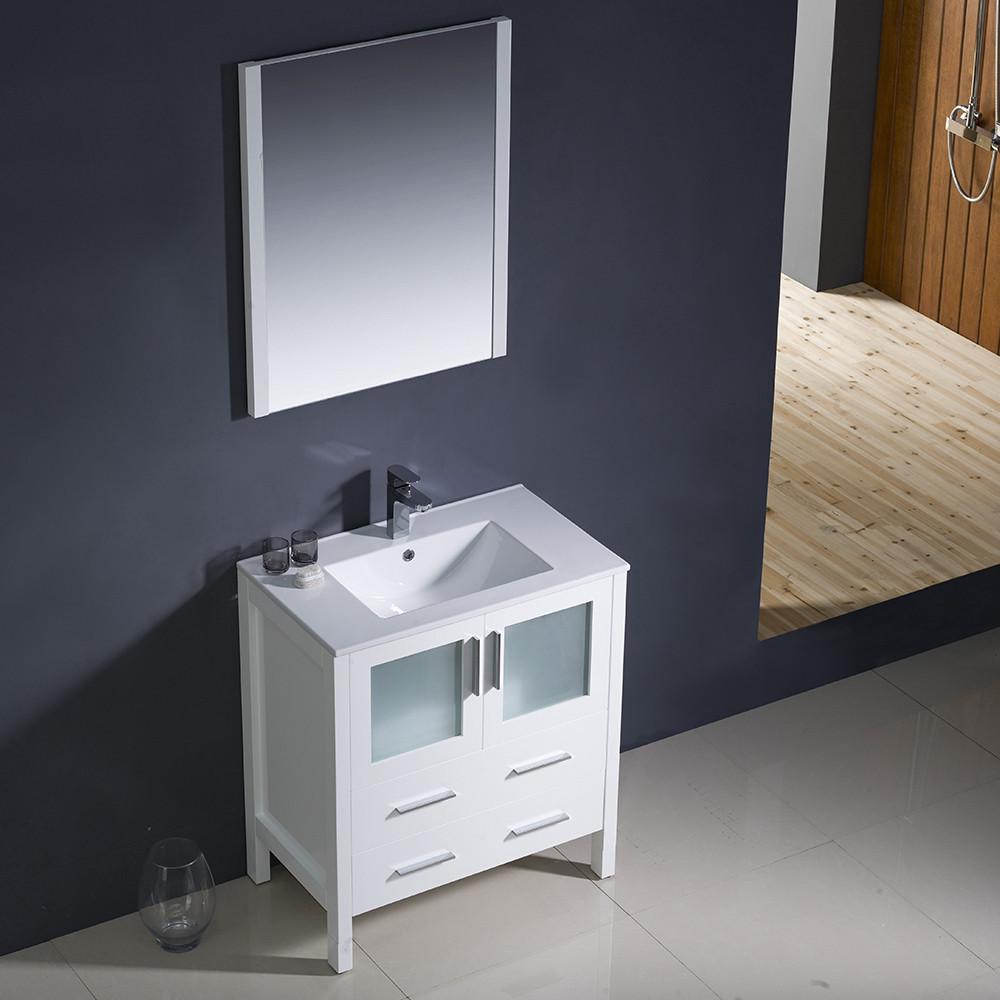 Fresca Torino 30" White Modern Bathroom Vanity w/ Integrated Sink Vanity Fresca