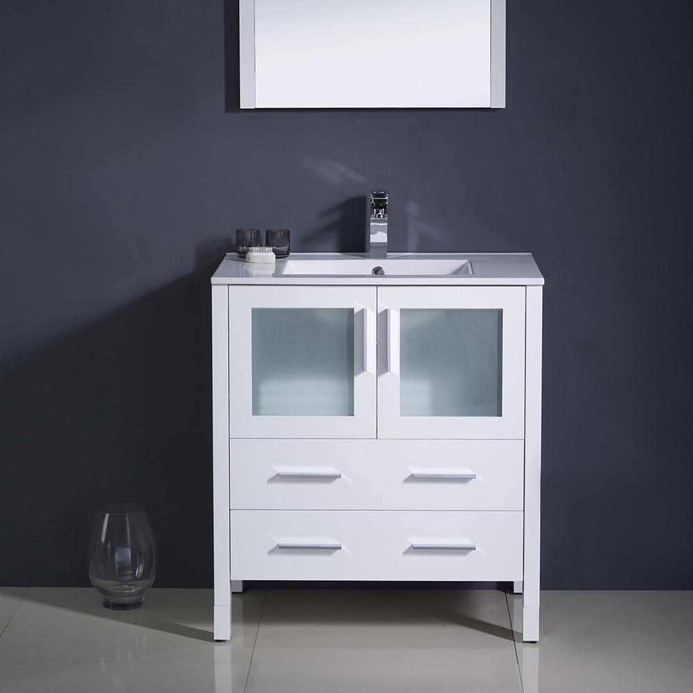 Fresca Torino 30" White Modern Bathroom Vanity w/ Integrated Sink Vanity Fresca