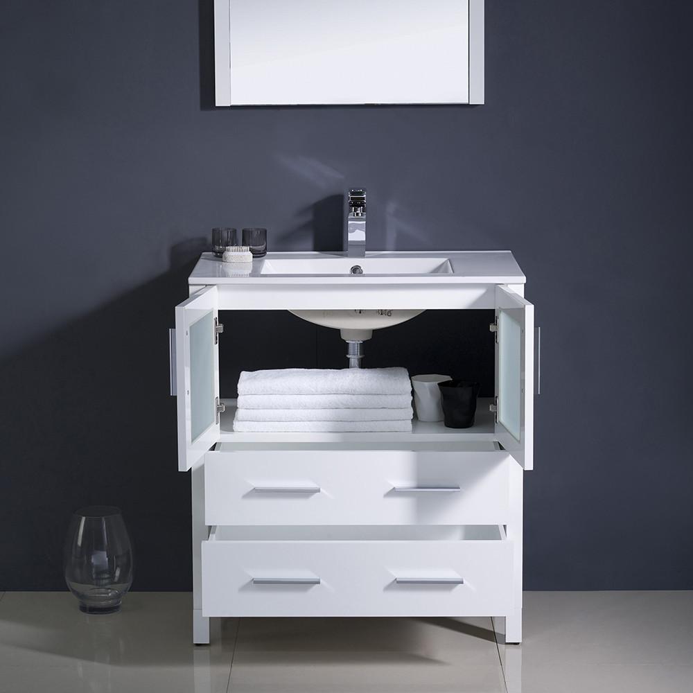 Fresca Torino 30" White Modern Bathroom Vanity w/ Integrated Sink Vanity Fresca