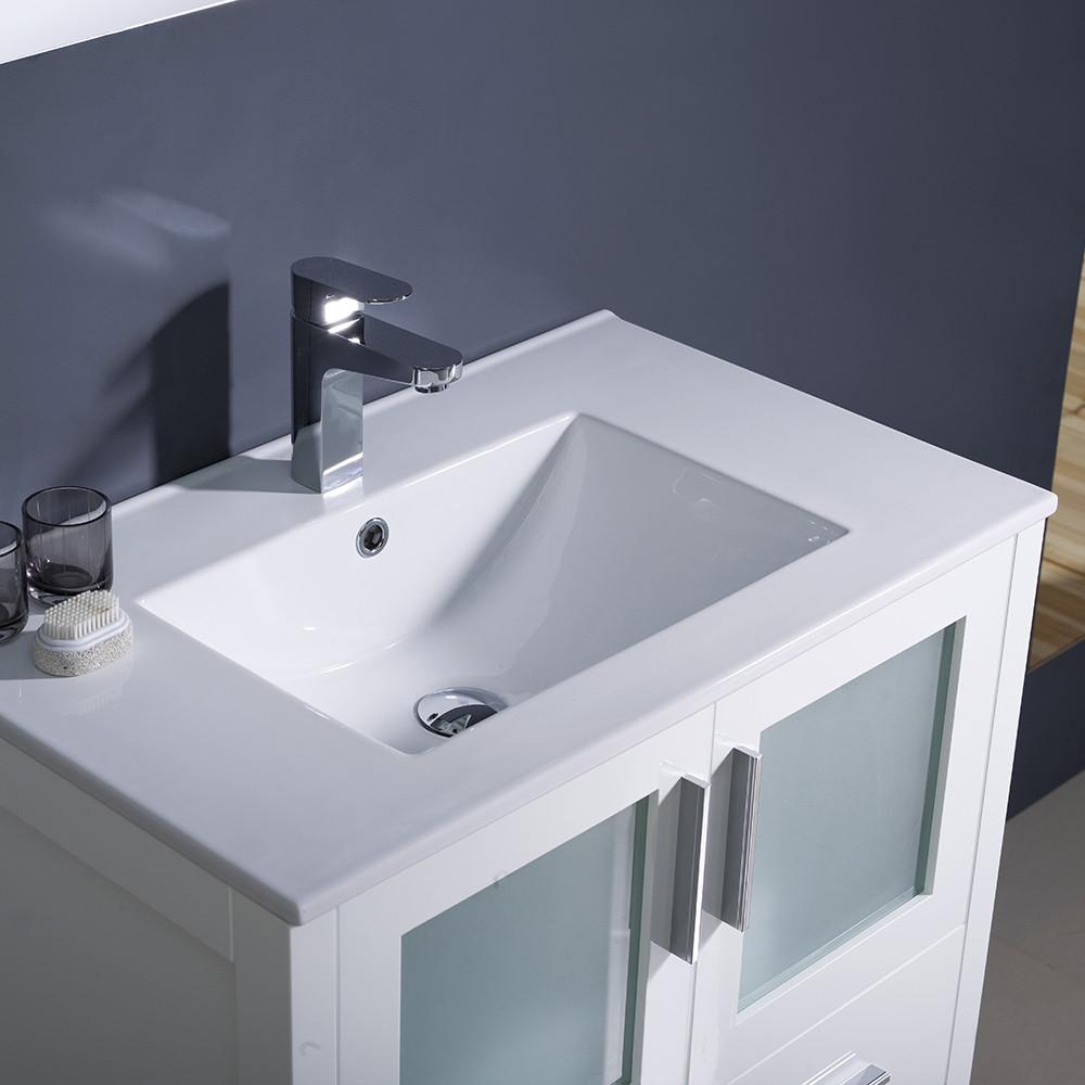 Fresca Torino 30" White Modern Bathroom Vanity w/ Integrated Sink Vanity Fresca