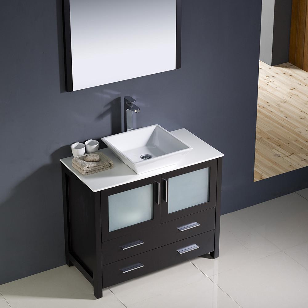Fresca Torino 36" Espresso Modern Bathroom Vanity w/ Vessel Sink Vanity Fresca