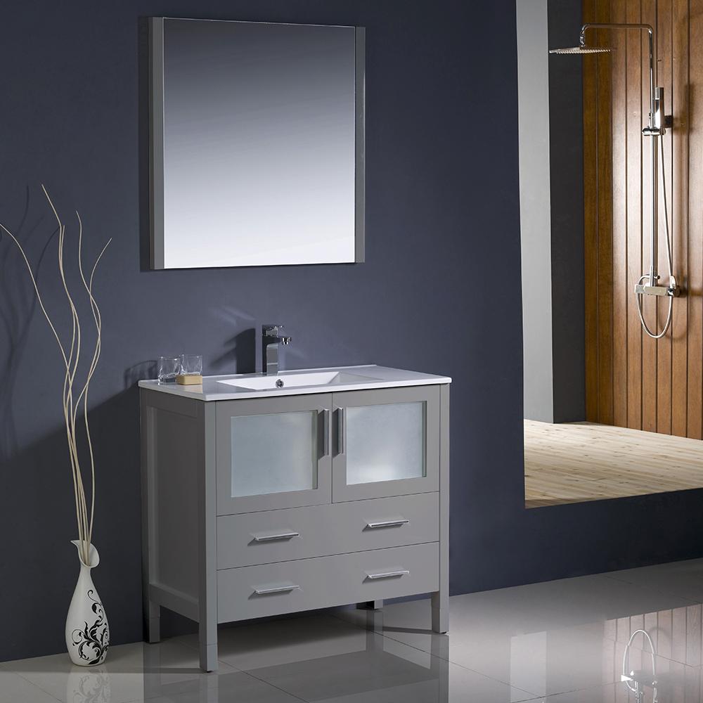 Fresca Torino 36" Gray Modern Bathroom Vanity w/ Integrated Sink Vanity Fresca