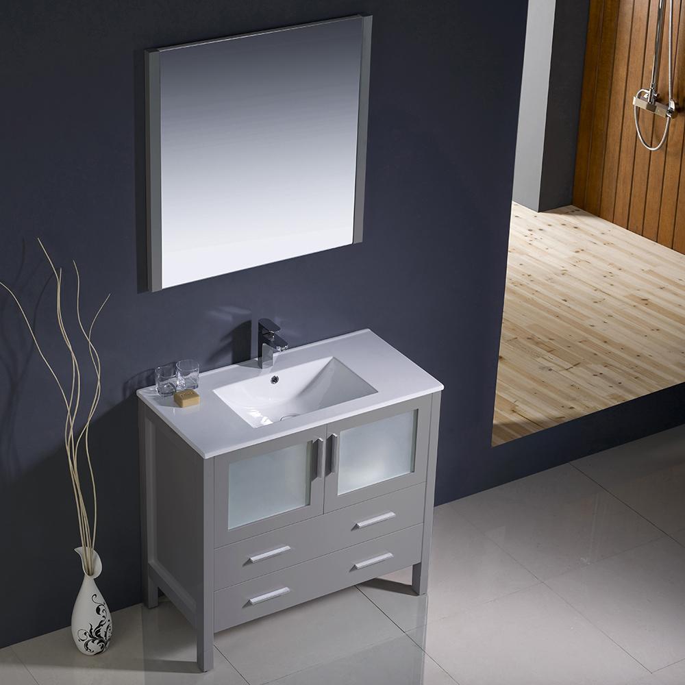 Fresca Torino 36" Gray Modern Bathroom Vanity w/ Integrated Sink Vanity Fresca