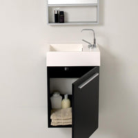 Thumbnail for Fresca Pulito Small Black Modern Bathroom Vanity w/ Tall Mirror& Free Faucet Vanity Fresca
