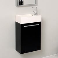 Thumbnail for Fresca Pulito Small Black Modern Bathroom Vanity w/ Tall Mirror& Free Faucet Vanity Fresca