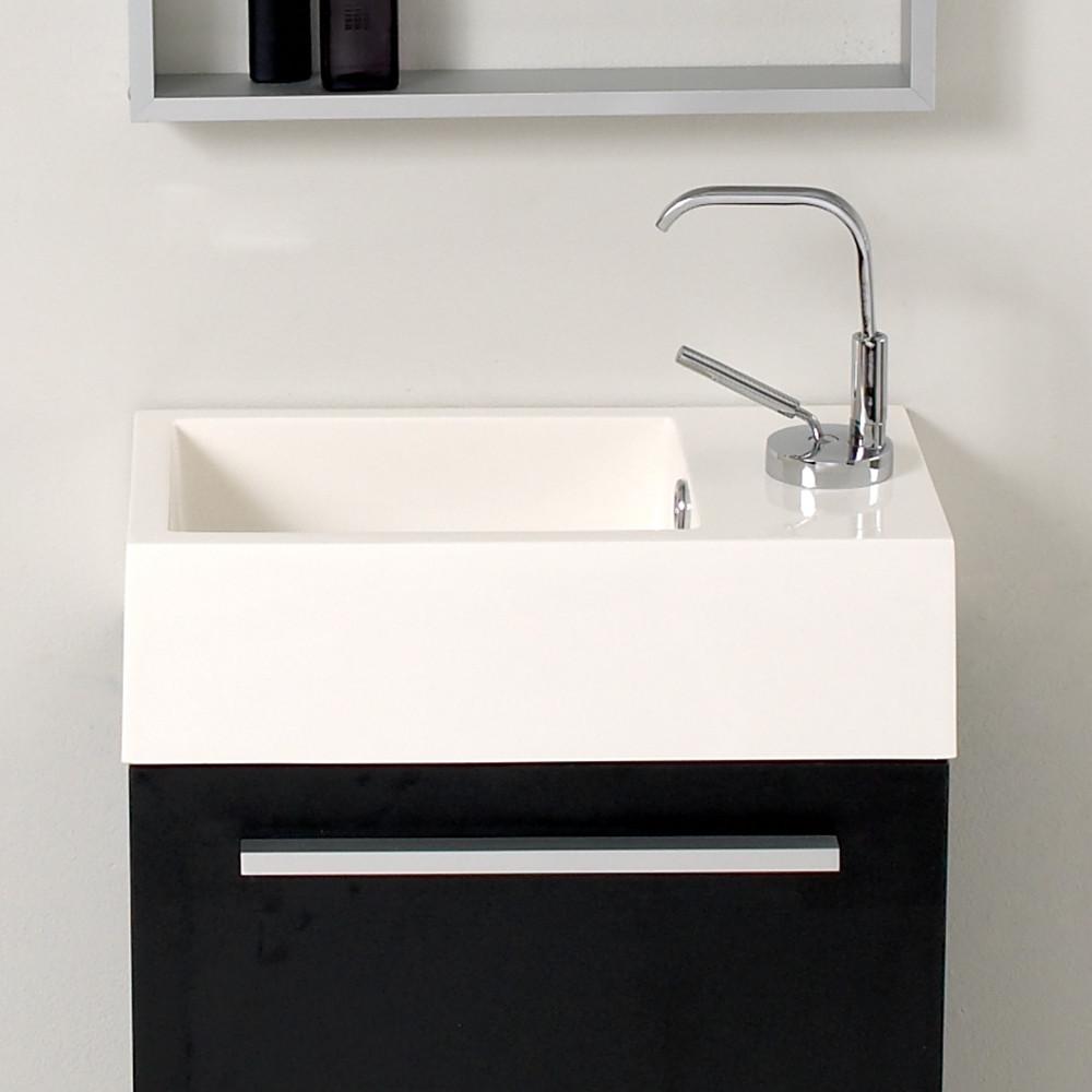 Fresca Pulito Small Black Modern Bathroom Vanity w/ Tall Mirror& Free Faucet Vanity Fresca