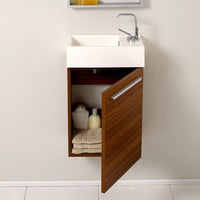 Thumbnail for Fresca Pulito Small Teak Modern Bathroom Vanity w/ Tall Mirror & Free Faucet Vanity Fresca