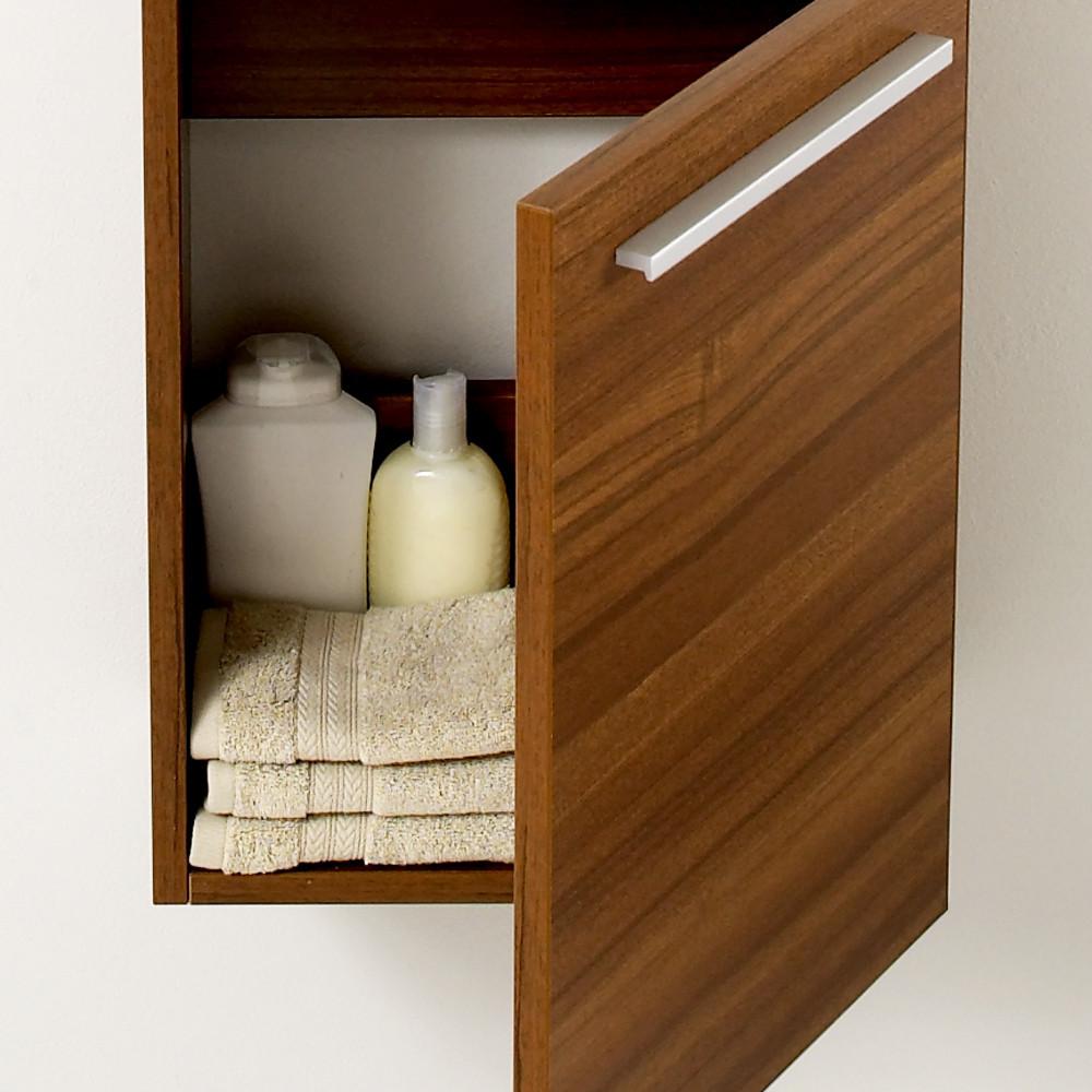 Fresca Pulito Small Teak Modern Bathroom Vanity w/ Tall Mirror & Free Faucet Vanity Fresca