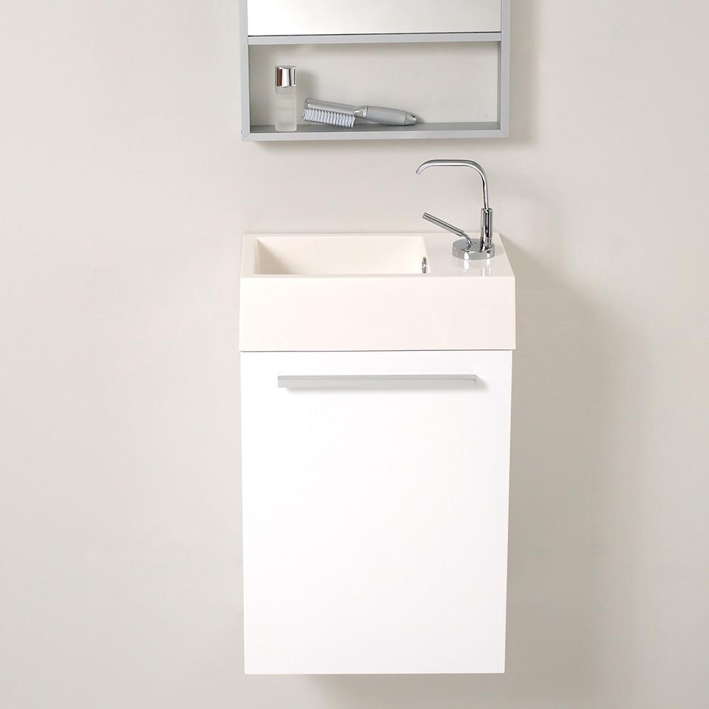Fresca Pulito Small White Modern Bathroom Vanity w/ Tall Mirror & Free Faucet Vanity Fresca