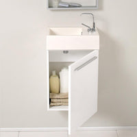 Thumbnail for Fresca Pulito Small White Modern Bathroom Vanity w/ Tall Mirror & Free Faucet Vanity Fresca