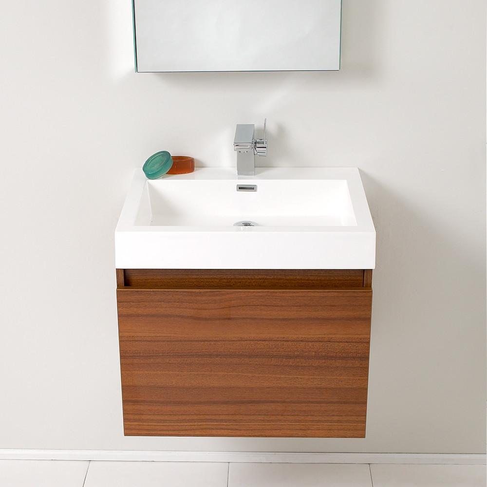 Fresca Nano Teak Modern Bathroom Vanity w/ Medicine Cabinet Vanity Fresca