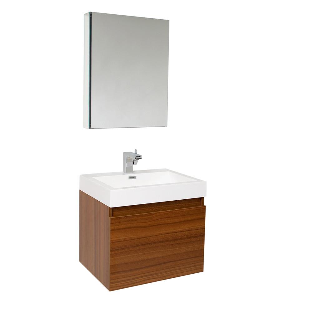 Fresca Nano Teak Modern Bathroom Vanity w/ Medicine Cabinet Vanity Fresca