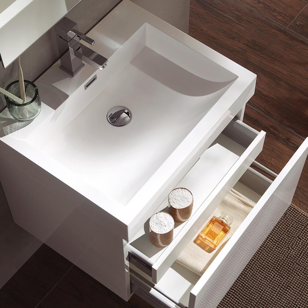 Fresca Nano White Modern Bathroom Vanity w/ Medicine Cabinet Vanity Fresca