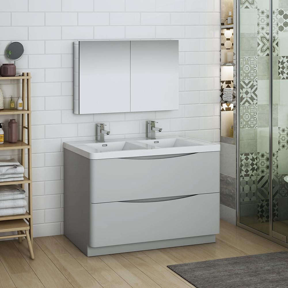 Fresca Tuscany 48" Standing Double Sink Modern Bathroom Vanity w/ Medicine Cabinet Vanity Fresca