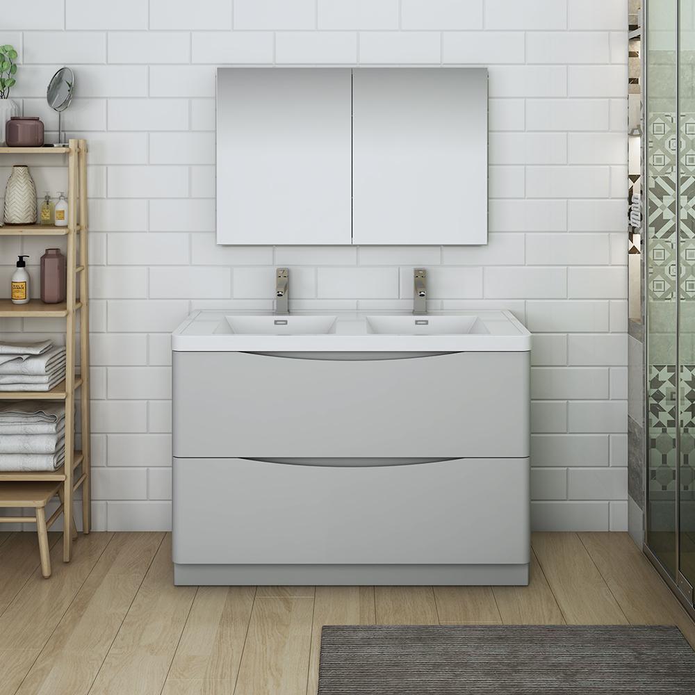 Fresca Tuscany 48" Standing Double Sink Modern Bathroom Vanity w/ Medicine Cabinet Vanity Fresca