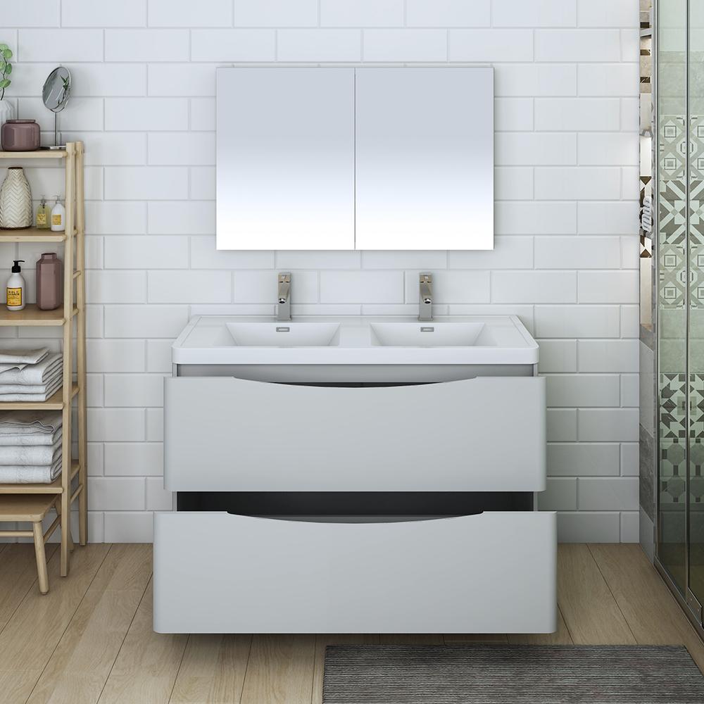 Fresca Tuscany 48" Standing Double Sink Modern Bathroom Vanity w/ Medicine Cabinet Vanity Fresca