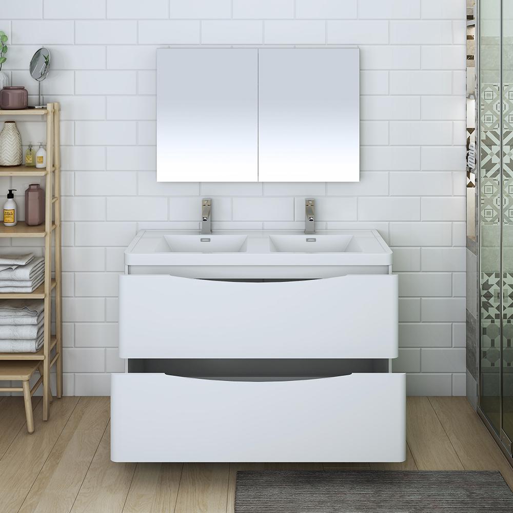 Fresca Tuscany 48" Standing Double Sink Modern Bathroom Vanity w/ Medicine Cabinet Vanity Fresca