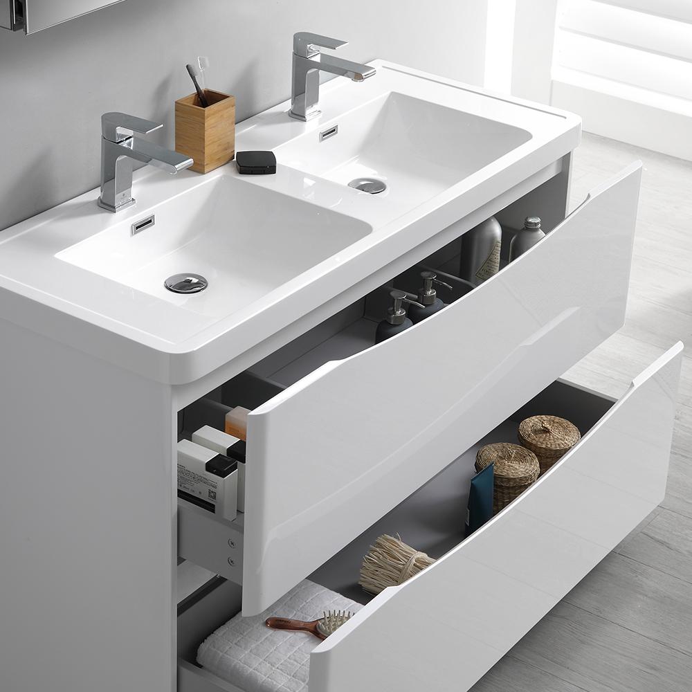 Fresca Tuscany 48" Standing Double Sink Modern Bathroom Vanity w/ Medicine Cabinet Vanity Fresca