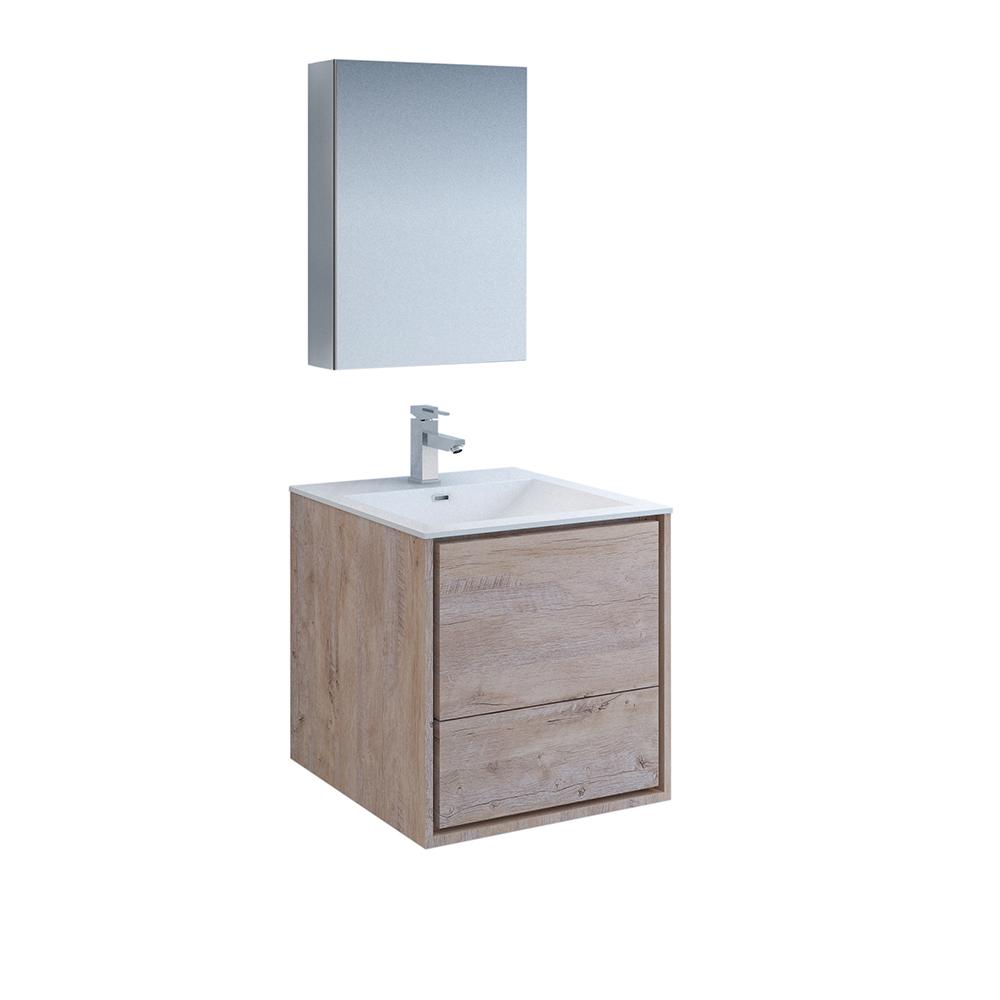 Fresca Catania 24" Wall Hung Modern Bathroom Vanity w/ Medicine Cabinet Vanity Fresca Rustic Natural Wood