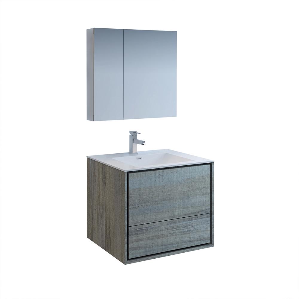 Fresca Catania 30" Wall Hung Modern Bathroom Vanity w/ Medicine Cabinet Vanity Fresca Ocean Gray