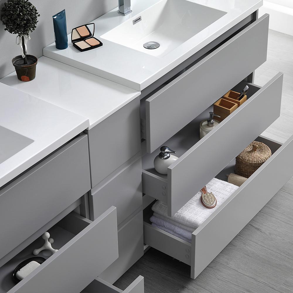 Fresca Lazzaro 84" Free Standing Double Sink Modern Bathroom Vanity w/ Medicine Cabinet Vanity Fresca