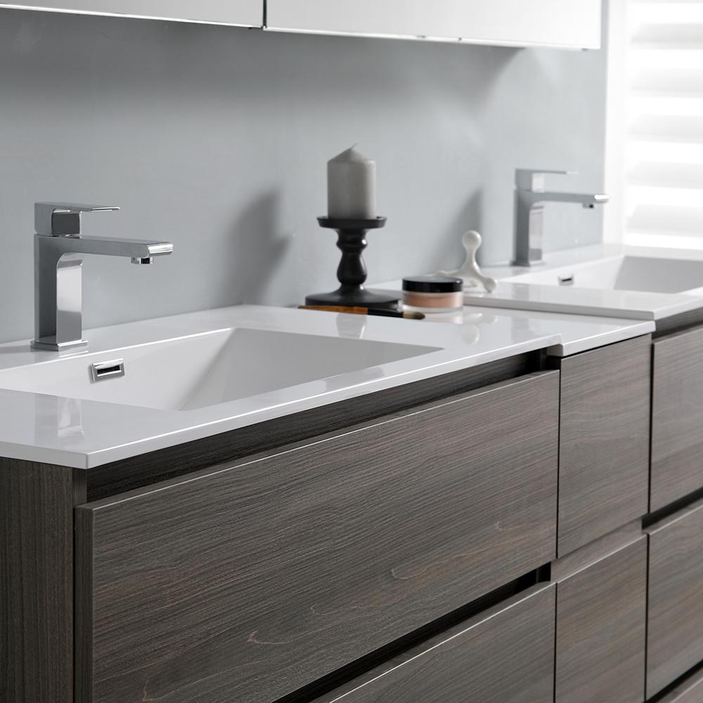 Fresca Lazzaro 84" Free Standing Double Sink Modern Bathroom Vanity w/ Medicine Cabinet Vanity Fresca