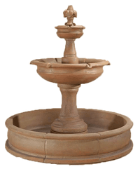 Thumbnail for Fleur De Lis Pond Outdoor Cast Stone Garden Fountain Fountain Tuscan