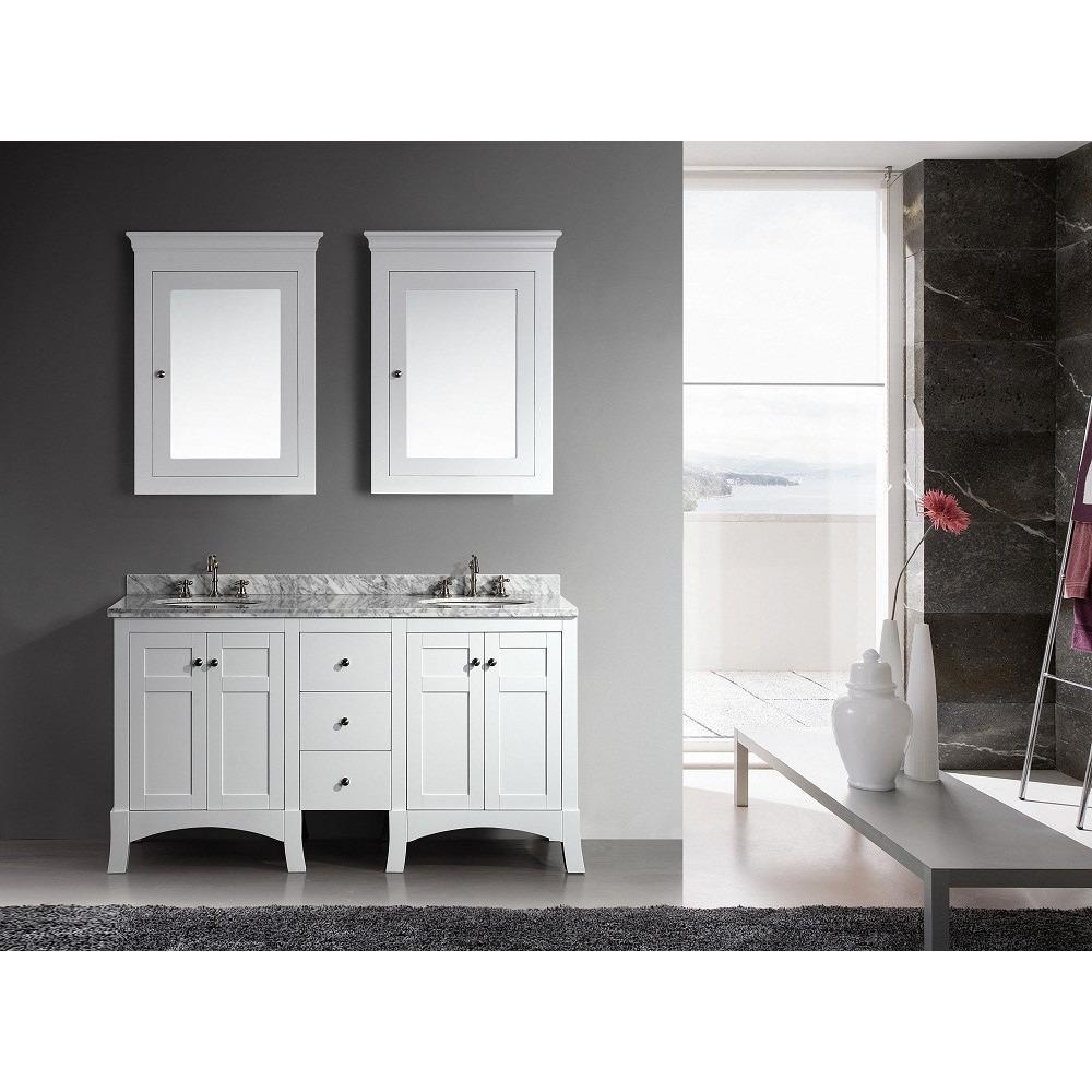 Eviva New York 60" White Vanity, with White Marble Carrera Counter-top, & Sink Vanity Eviva