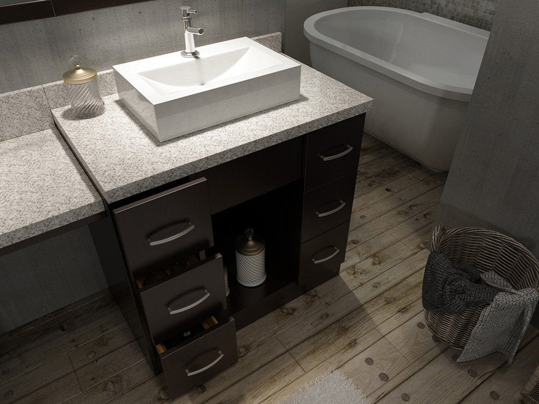 ARIEL Roosevelt 97" Double Sink Bathroom Vanity Set in Walnut Vanity ARIEL