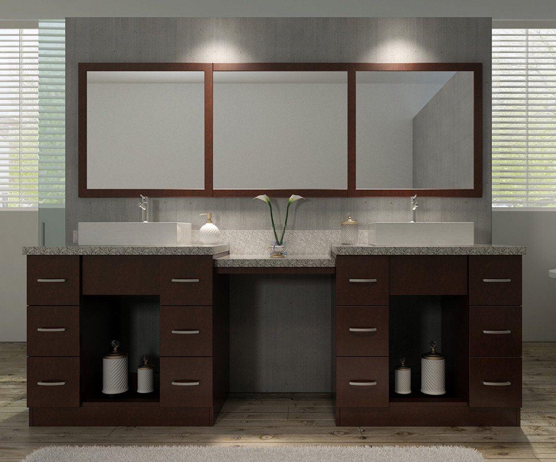 ARIEL Roosevelt 97" Double Sink Bathroom Vanity Set in Walnut Vanity ARIEL