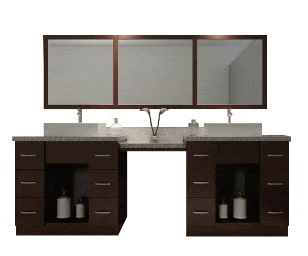 ARIEL Roosevelt 97" Double Sink Bathroom Vanity Set in Walnut Vanity ARIEL