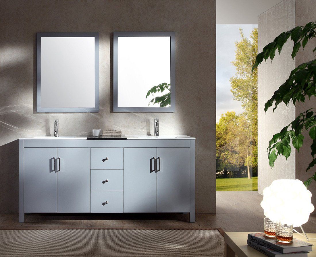 ARIEL Hanson 72" Double Sink Bathroom Vanity Set in Grey Vanity ARIEL 