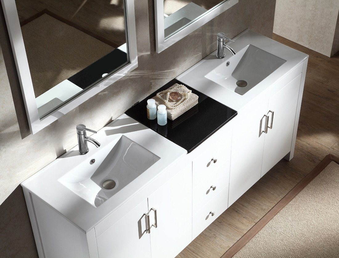 ARIEL Hanson 72" Double Sink Bathroom Vanity Set in White Vanity ARIEL 