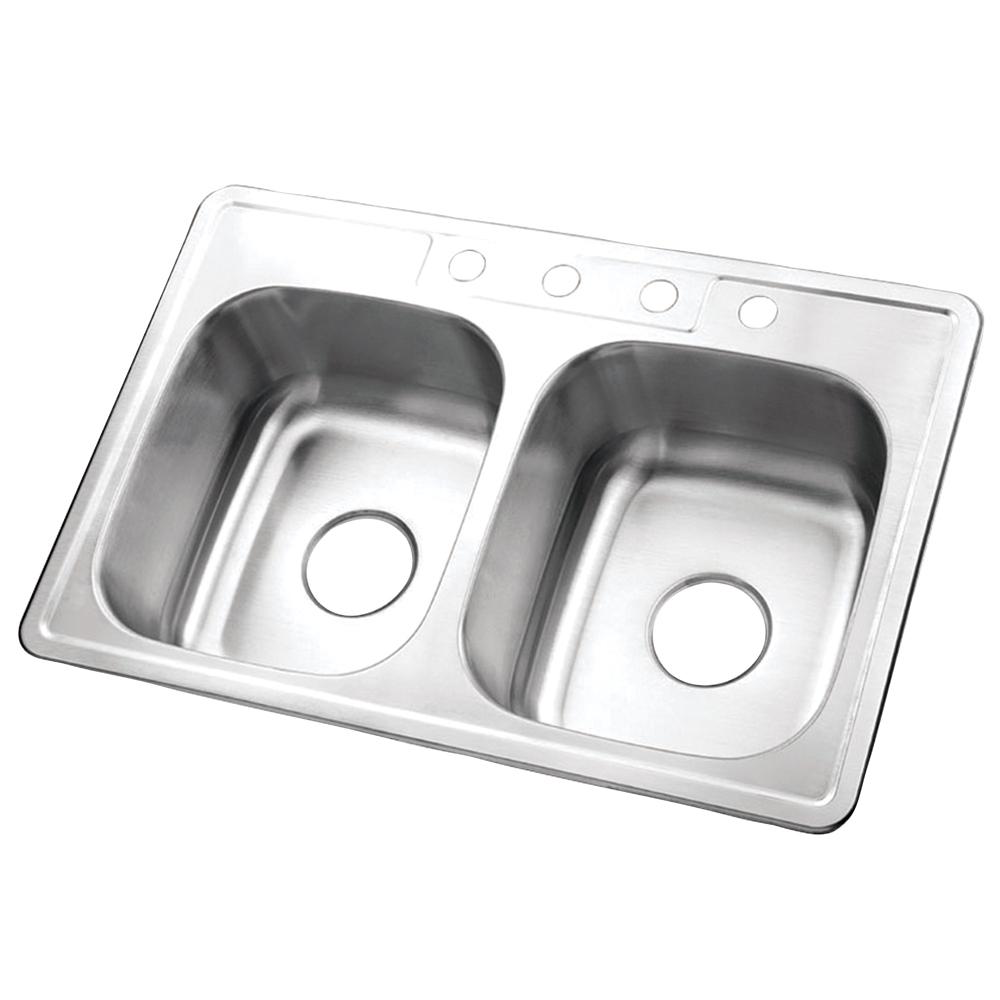 Gourmetier K33228DBN Carefree Drop-in Double Bowl Kitchen Sink Kitchen Sink Kingston Brass Default Title