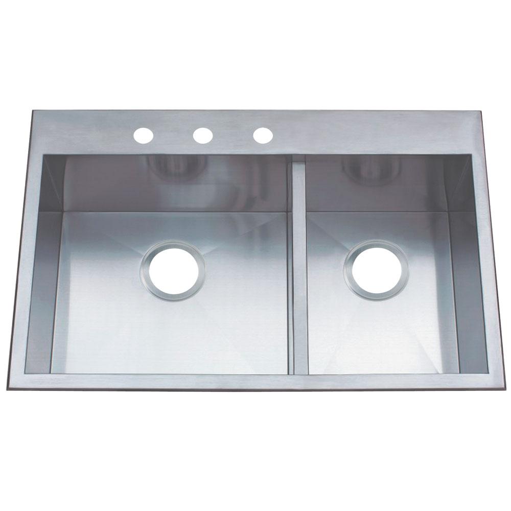 Gourmetier KDS32219DBNL Uptowne Drop-in Double Bowl Kitchen Sink Kitchen Sink Kingston Brass Default Title