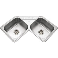 Thumbnail for Houzer Legend Series Topmount Stainless Steel 4-hole Corner Bowl Kitchen Sink Kitchen Sink - Top Mount Houzer