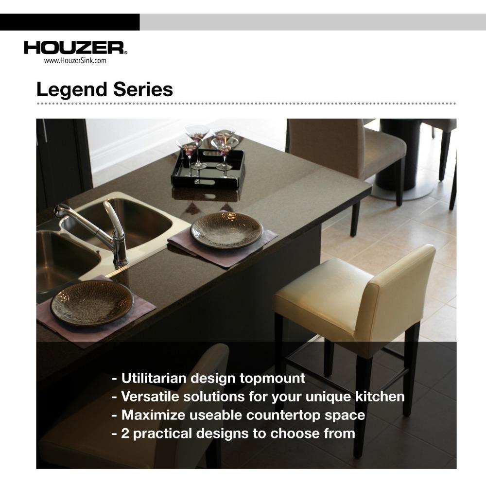 Houzer Legend Series Topmount Stainless Steel 4-hole Corner Bowl Kitchen Sink Kitchen Sink - Top Mount Houzer