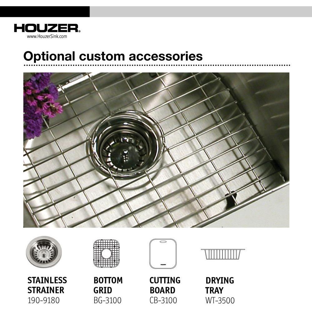 Houzer Legend Series Topmount Stainless Steel 4-hole Corner Bowl Kitchen Sink Kitchen Sink - Top Mount Houzer
