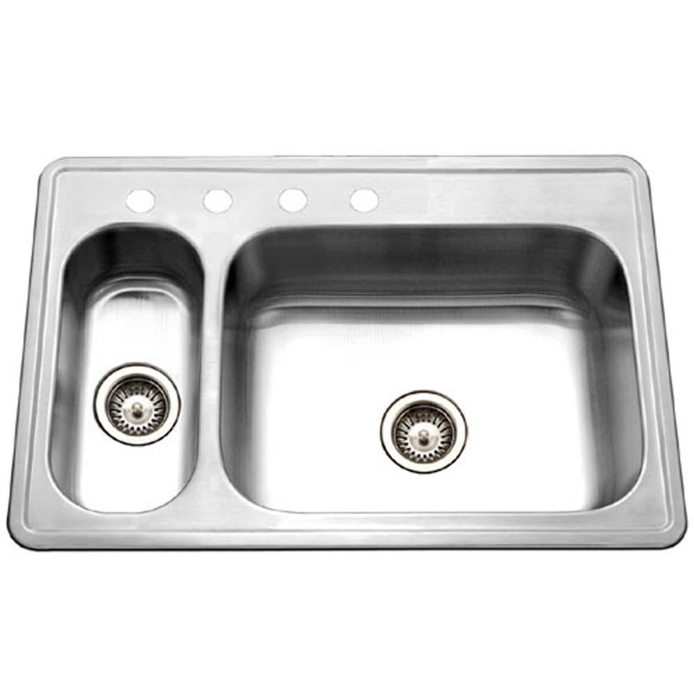 Houzer Legend Series Top mount Stainless Steel 4-hole 70/30 Double Bowl Kitchen Sink Kitchen Sink-Top Mount Houzer