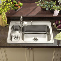 Thumbnail for Houzer Legend Series Top mount Stainless Steel 4-hole 70/30 Double Bowl Kitchen Sink Kitchen Sink-Top Mount Houzer