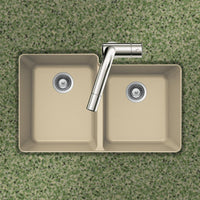 Thumbnail for Houzer SAND Quartztone Series Granite Undermount 60/40 Double Bowl Kitchen Sink, Sand Kitchen Sink - Undermount Houzer